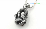 Dragon Claw With Black Crystal Ball Pendant Necklace